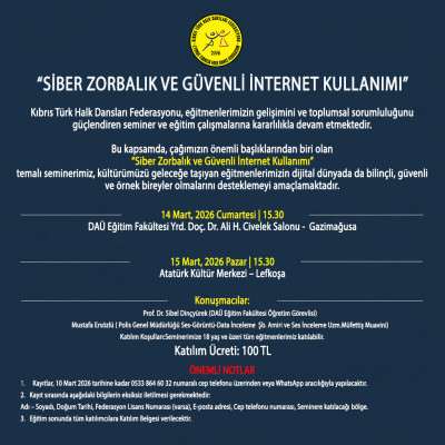 KIBRIS T&Uuml;RK HALK DANSLARI FEDERASYONU&rsquo;NDAN YENİ BİR EĞİTİM!