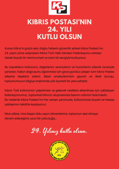 Kıbrıs Postası&rsquo;nın 24. Yılı Kutlu Olsun